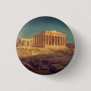 Badge Rond 2,50 Cm Le Parthénon par F.E. Church - Athènes Souvenir