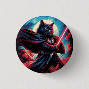 Badge Rond 2,50 Cm Le Stardust Samurai   Guerrier de chat cosmique