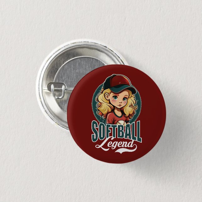 Badge Rond 2,50 Cm Légende du softball (Devant & derrière)