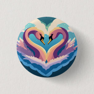 Badge Rond 2,50 Cm Les cygnes amoureux