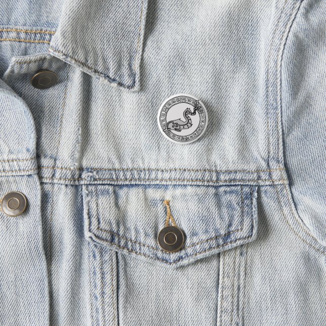 Badge Rond 2,50 Cm Les Olympiens ! Symbole Poseidon / Neptune (En situation)