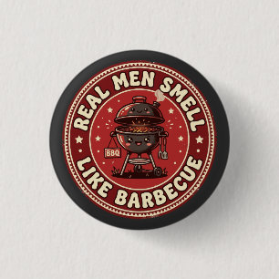 Badge Rond 2,50 Cm Les vrais hommes sentent la barbecue Rétro Grill