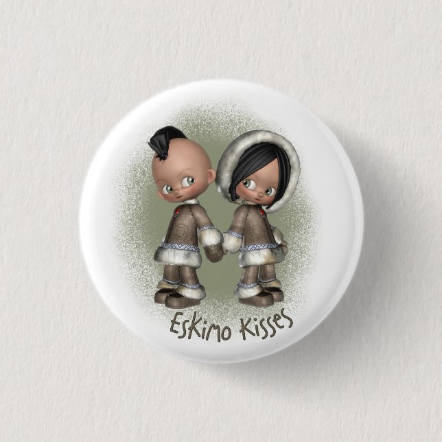 Badge Rond 2,50 Cm L'Esquimau embrasse le bouton (Devant)