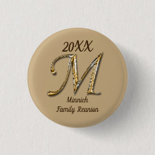 Badge Rond 2,50 Cm Lettre d'or de Réunion familiale M Monogram Keepsa