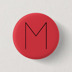 Badge Rond 2,50 Cm Lettre initiale Monogramme moderne minimaliste rou