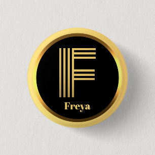 BADGE ROND 2,50 CM LETTRE MONOGRAPHIQUE D'OR PERSONNALISÉE F