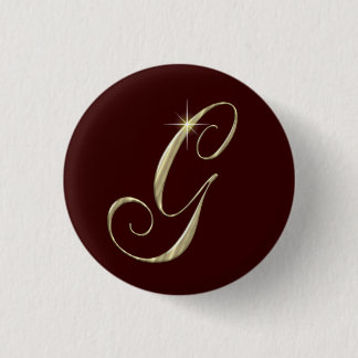 Badge Rond 2,50 Cm LETTRE MONOGRAPHIQUE OR G Initiales