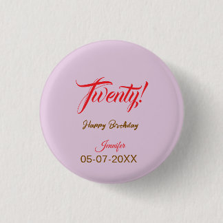 Badge Rond 2,50 Cm lettre vingt20 anniversaire ajouter nom date année
