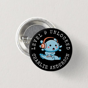 Badge Rond 2,50 Cm Level Up Axolotl Birthday 
