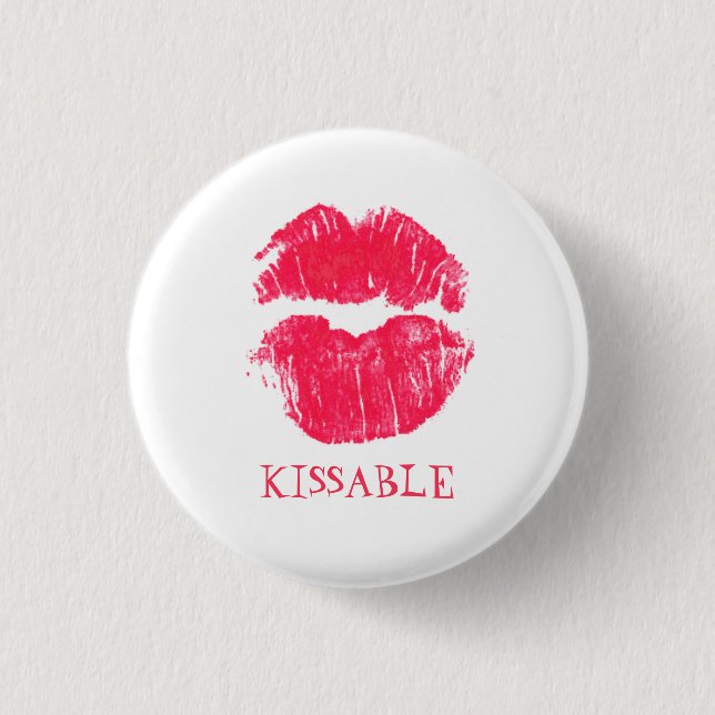 Badge Rond 2,50 Cm Lèvres baisables Rouge Lipstick Baisers Saint Vale (Devant)