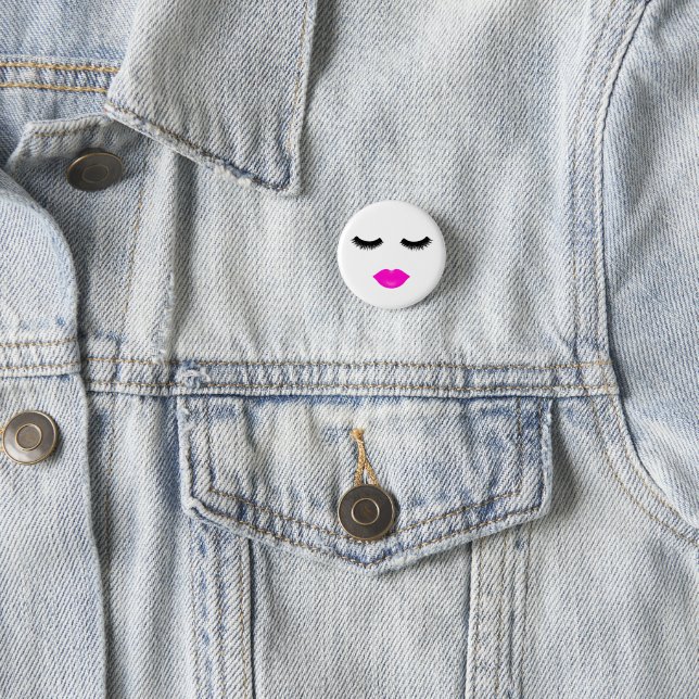 Badge Rond 2,50 Cm Lèvres et rose de mèches (En situation)
