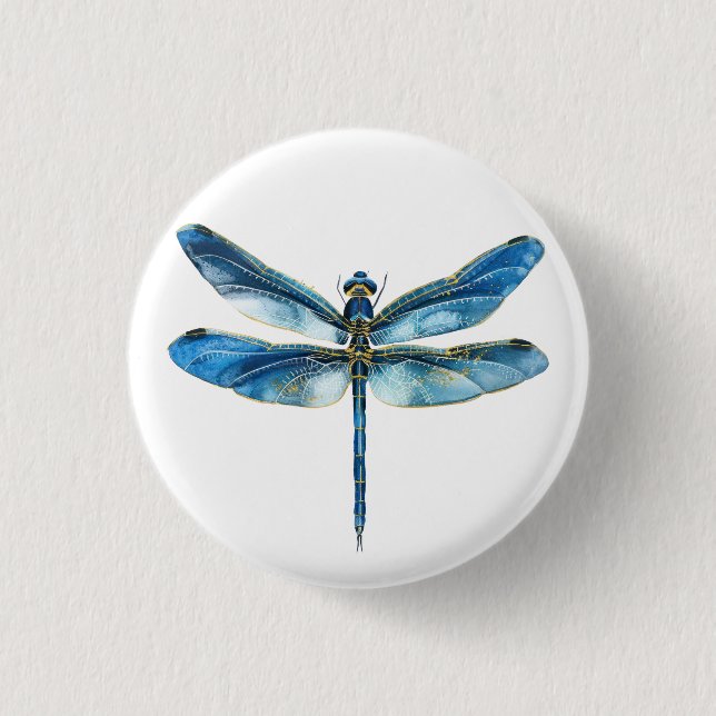 Badge Rond 2,50 Cm libellule bleue (Devant)