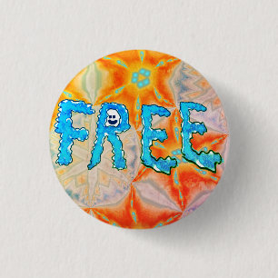 Badge Rond 2,50 Cm Libre - Feu de glace et visage souriant