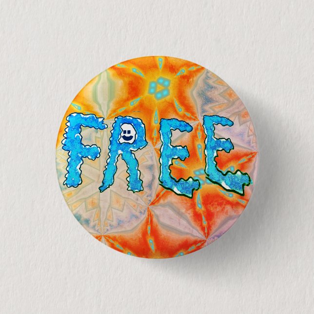 Badge Rond 2,50 Cm Libre - Feu de glace et visage souriant (Devant)