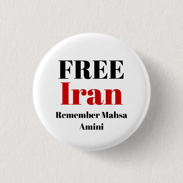 Badge Rond 2,50 Cm LIBRE IRAN RAPPELER Mahsa Amini Button (Devant)