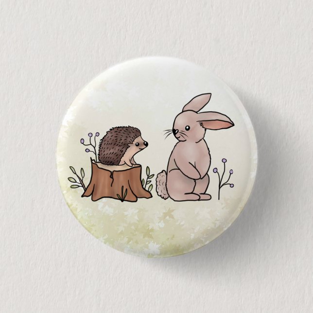 Badge Rond 2,50 Cm Lièvre et hérisson (Devant)