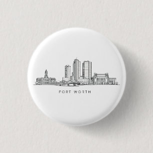 Badge Rond 2,50 Cm Ligne artistique minimaliste de la skyline de Fort