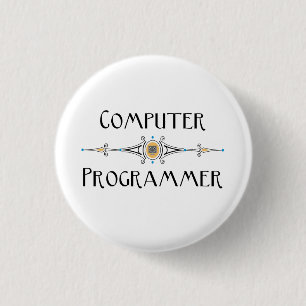 Badge Rond 2,50 Cm Ligne de programmeur informatique