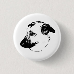 Badge Rond 2,50 Cm Ligne Expressive, Bouton Chien