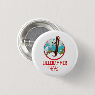 Badge Rond 2,50 Cm Lillehammer Norvège logo Ski