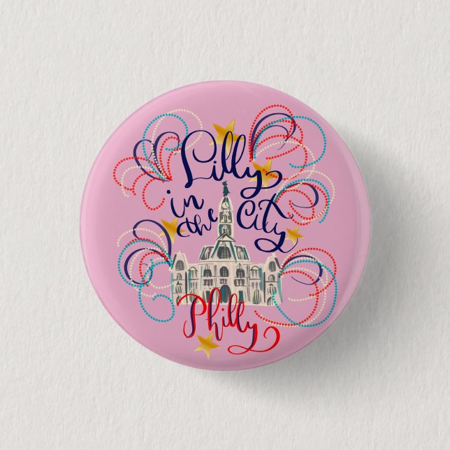 Badge Rond 2,50 Cm Lilly in the City - Philadelphie (Devant)