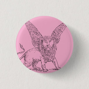 Badge Rond 2,50 Cm Lion ailé symbole de Saint Marc