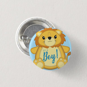 Badge Rond 2,50 Cm Lion Baby shower bleu