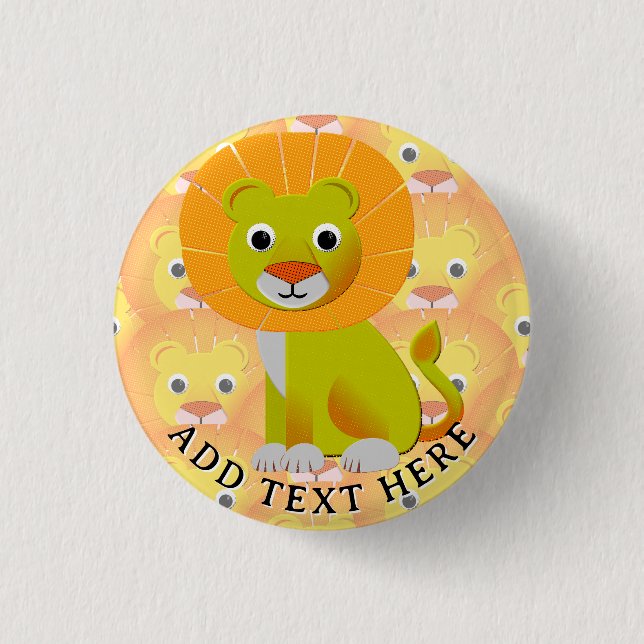 Badge Rond 2,50 Cm Lion bébé mignon partout sur Vintage Imprimer Moti (Devant)