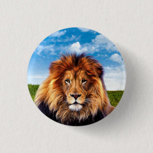 Badge Rond 2,50 Cm Lion le roi de la forêt