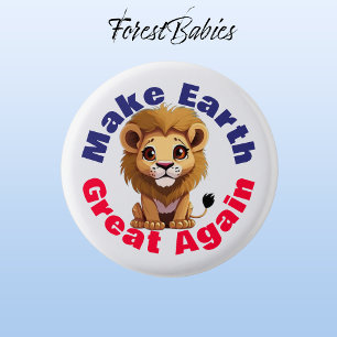 Badge Rond 2,50 Cm Lion, Rends la Terre grande, mignonne De l'environ