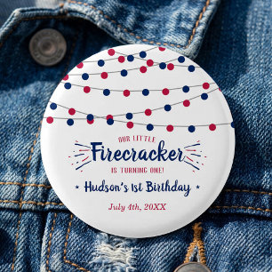 Badge Rond 2,50 Cm Little Firecracker 4 juillet 1ère fête d'anniversa
