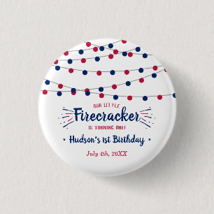 Badge Rond 2,50 Cm Little Firecracker 4 juillet 1ère fête d'anniversa
