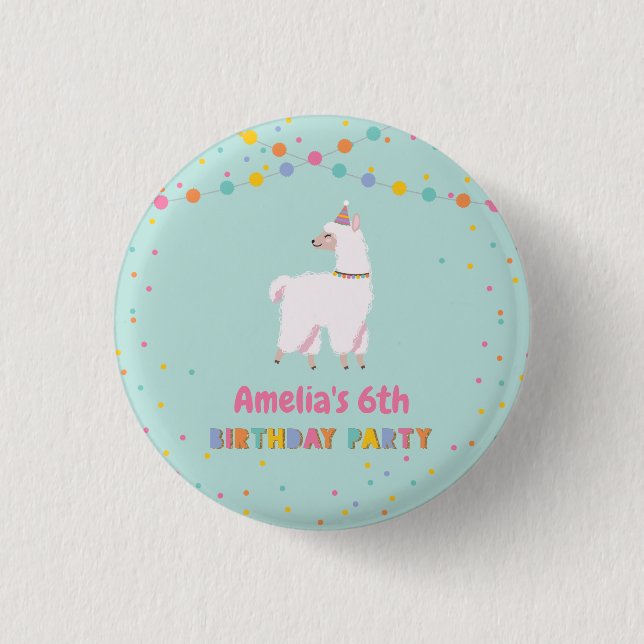 Badge Rond 2,50 Cm Llama fête d'anniversaire (Devant)