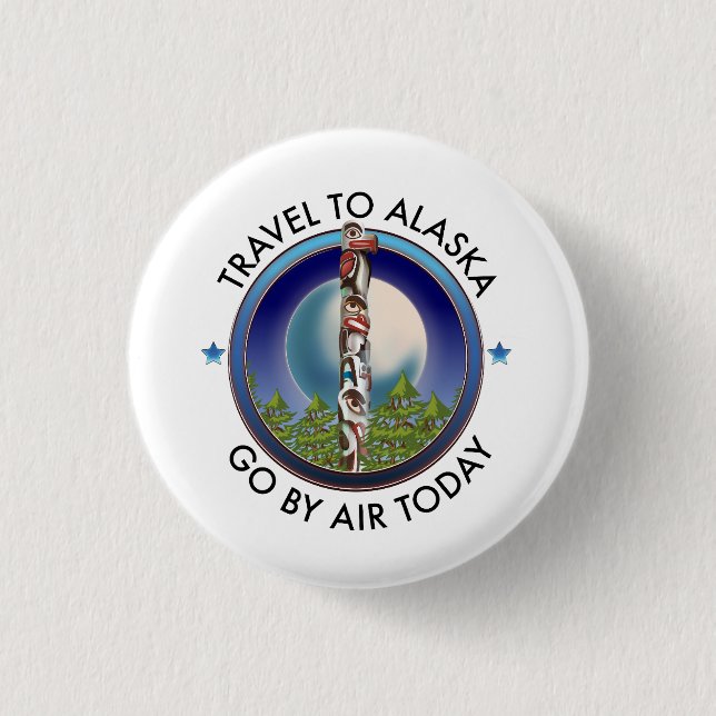 Badge Rond 2,50 Cm logo de voyage de l'Alaska (Devant)