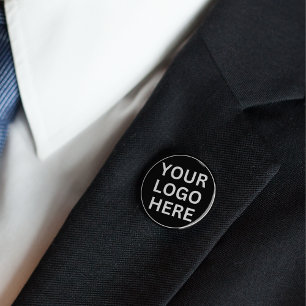 Badge Rond 2,50 Cm Logo d'entreprise personnalisé l Bouton noir et bl