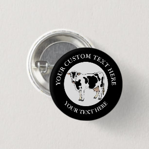 Badge Rond 2,50 Cm Logo Icône Vache Laitière Personnalisé
