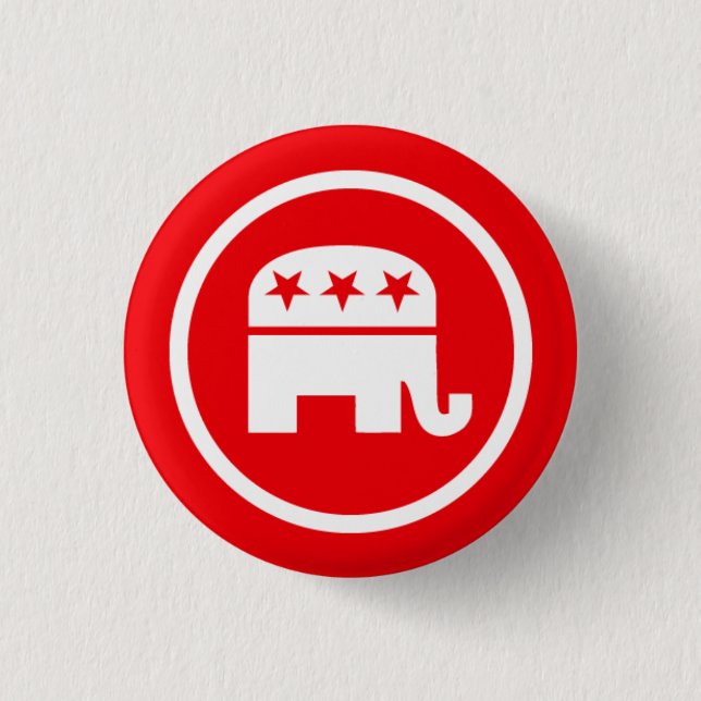 Badge Rond 2,50 Cm Logo républicain d'éléphant (Devant)