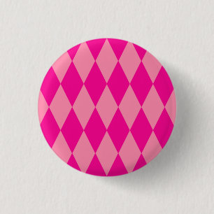 Badge Rond 2,50 Cm Losanges damier rose clair et foncé