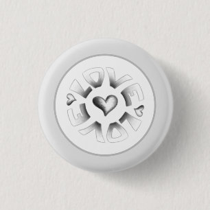 Badge Rond 2,50 Cm Love Grey