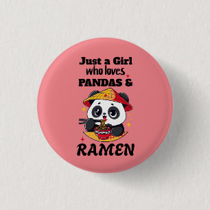 Badge Rond 2,50 Cm Love Pandas et Ramen