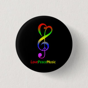 Badge Rond 2,50 Cm Love peace music hippie treble clef