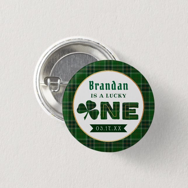 Badge Rond 2,50 Cm Lucky Little Shamrock 1er anniversaire (Devant & derrière)