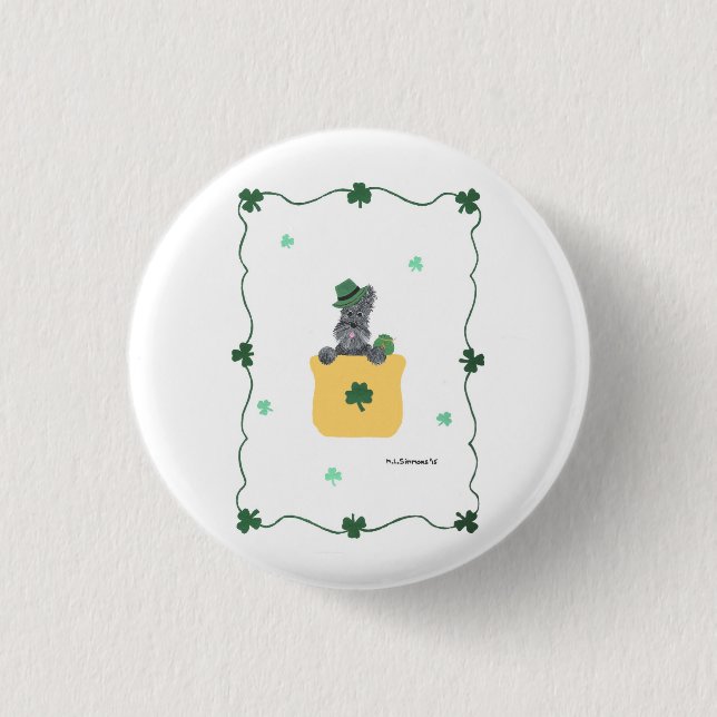 Badge Rond 2,50 Cm Lucky Shamrock Scottie (Devant)