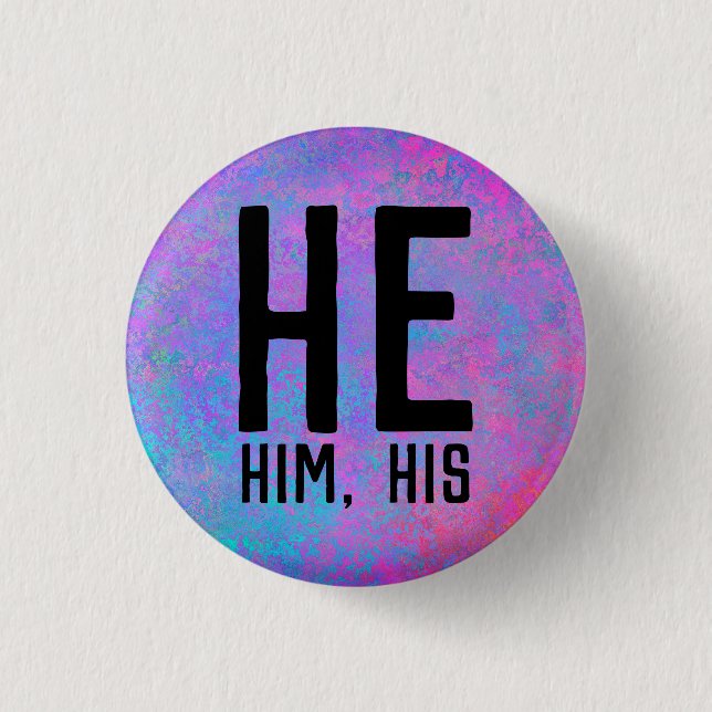 Badge Rond 2,50 Cm Lui, Lui, Ses Pronononounes (Devant)