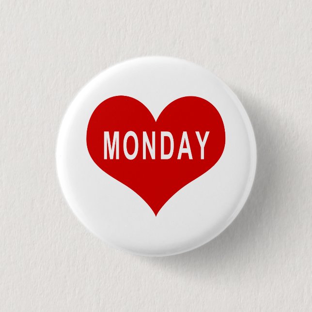 Badge Rond 2,50 Cm LUNDI Cœur d'amour rouge (Devant)