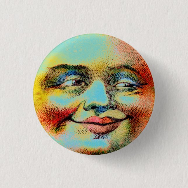 Badge Rond 2,50 Cm Lune bleue (Devant)