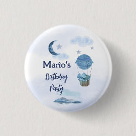 Badge Rond 2,50 Cm Lune bleue petit éléphant garçon d'anniversaire