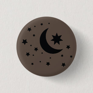 Badge Rond 2,50 Cm lune et étoiles