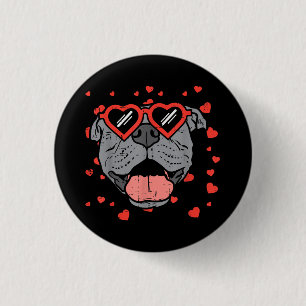 Badge Rond 2,50 Cm Lunettes de visage Pitbull Valentines Jour Animaux