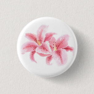 Badge Rond 2,50 Cm Lys Stargazer Rose